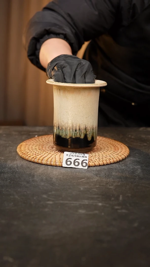 【闪购商品】瓷片666泥泥手工花盆口7高12