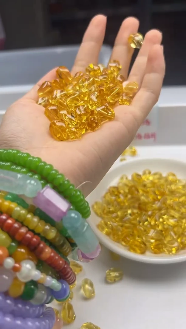 未镶嵌颈饰水晶w2136黄水晶扭扭珠12mm*3颗