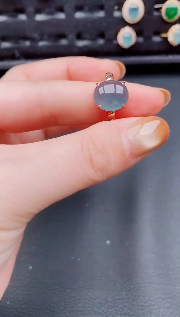 【闪购商品】翡翠戒指银S925镶嵌天然a货翡翠296