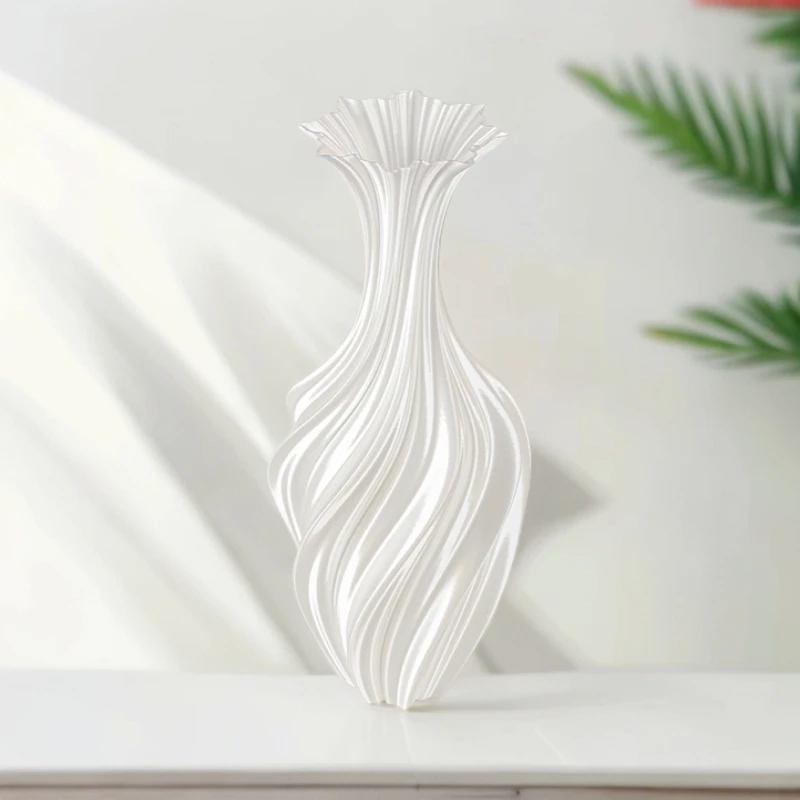 丝闻3d扭曲丝绸面料室内欧式浪漫樱花创意桌面花瓶轻奢高级感