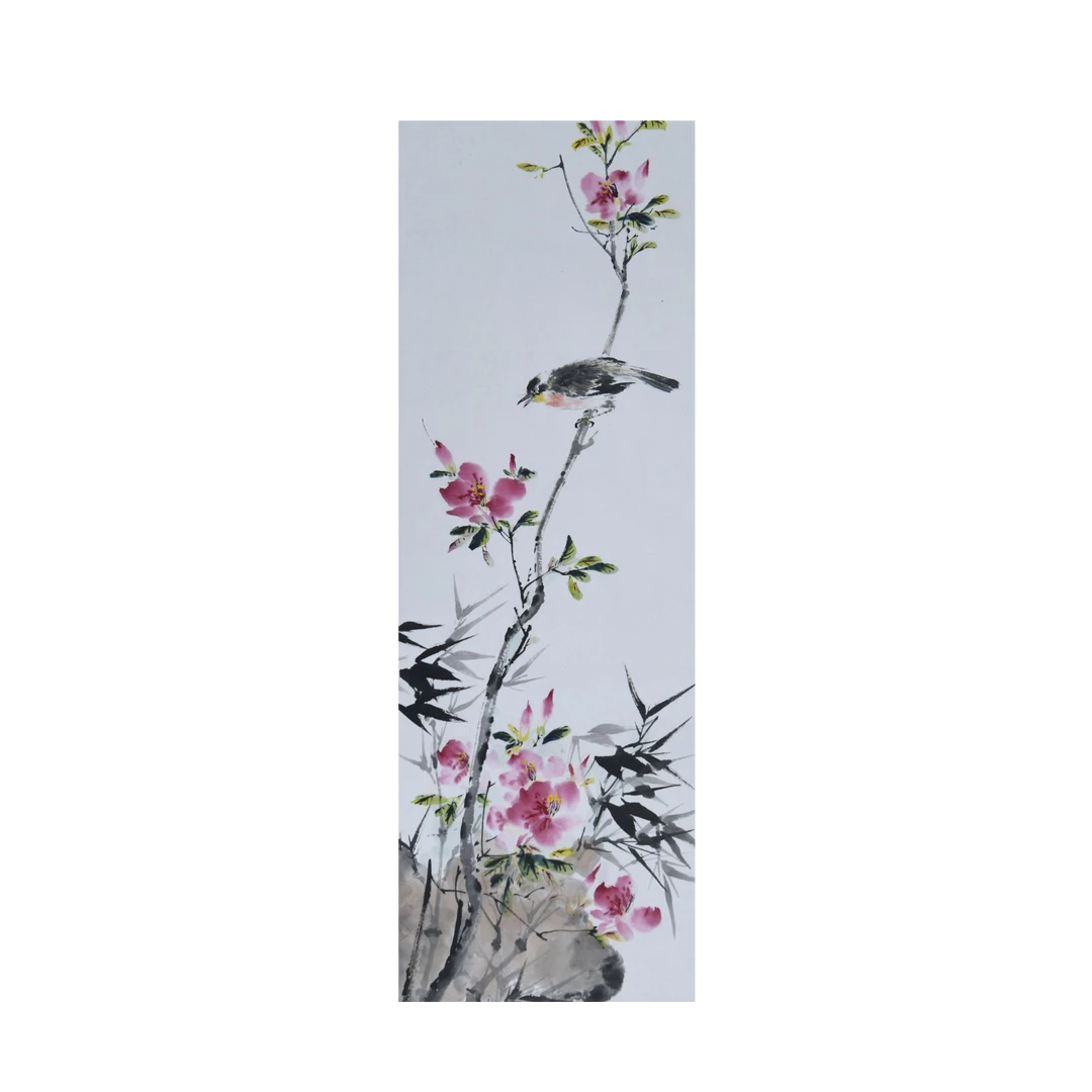 LOT.1446 《花鸟》95*35cm 纸本设色立轴