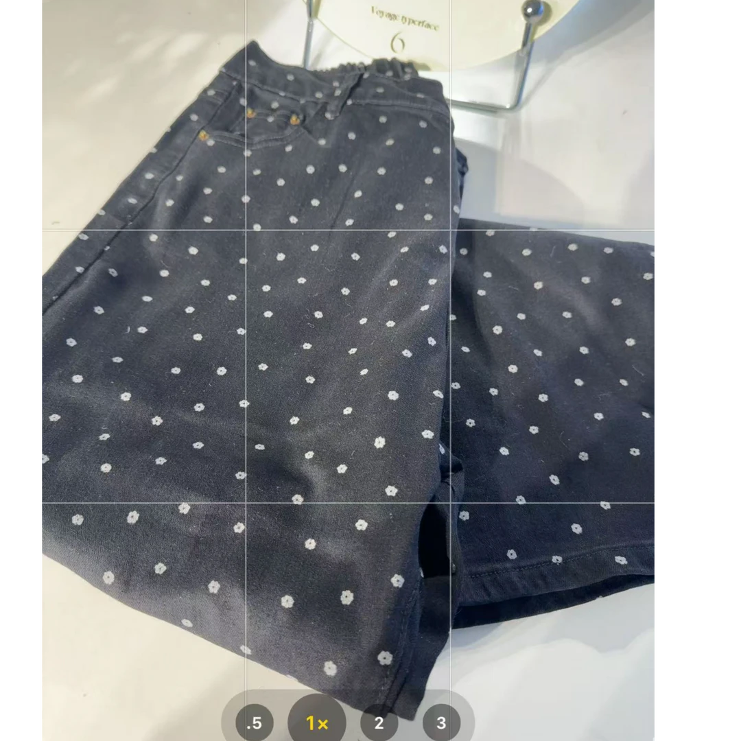 33328【七七妈】黑色小花点点牛仔裤