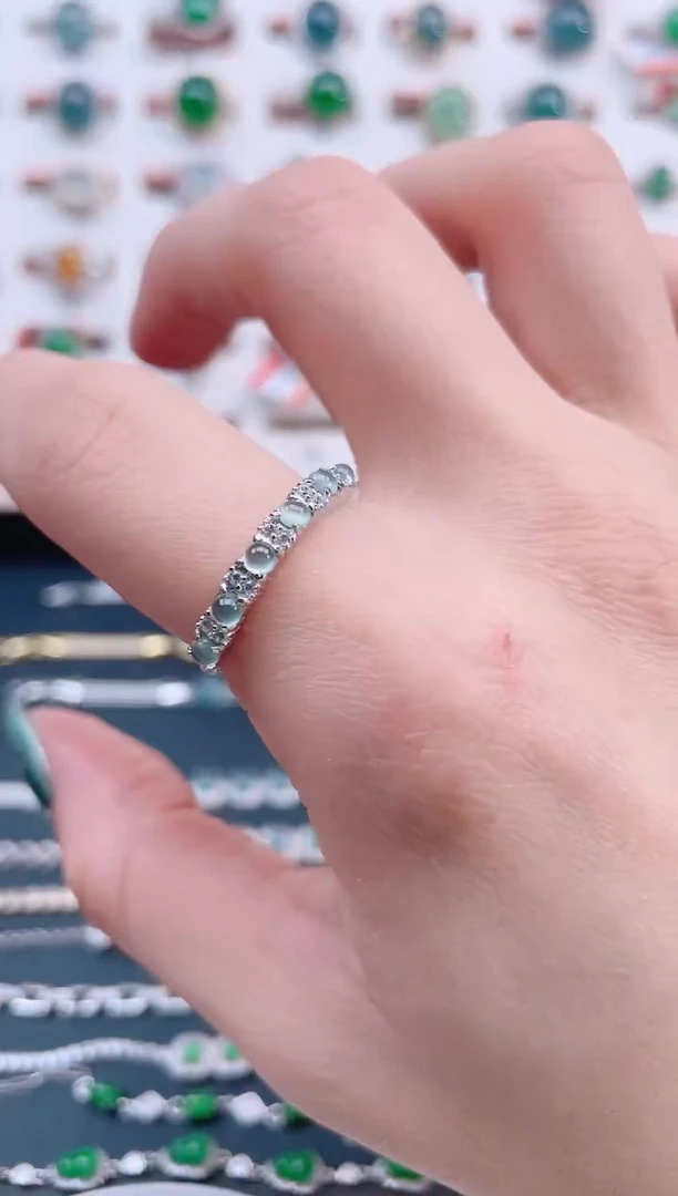 银S925镶嵌戒指翡翠天然翡翠