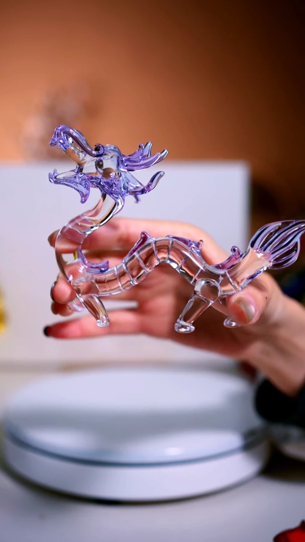 手工艺品琉璃紫色生肖龙