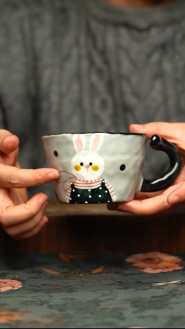 杯釉下彩手工手绘同款陶器