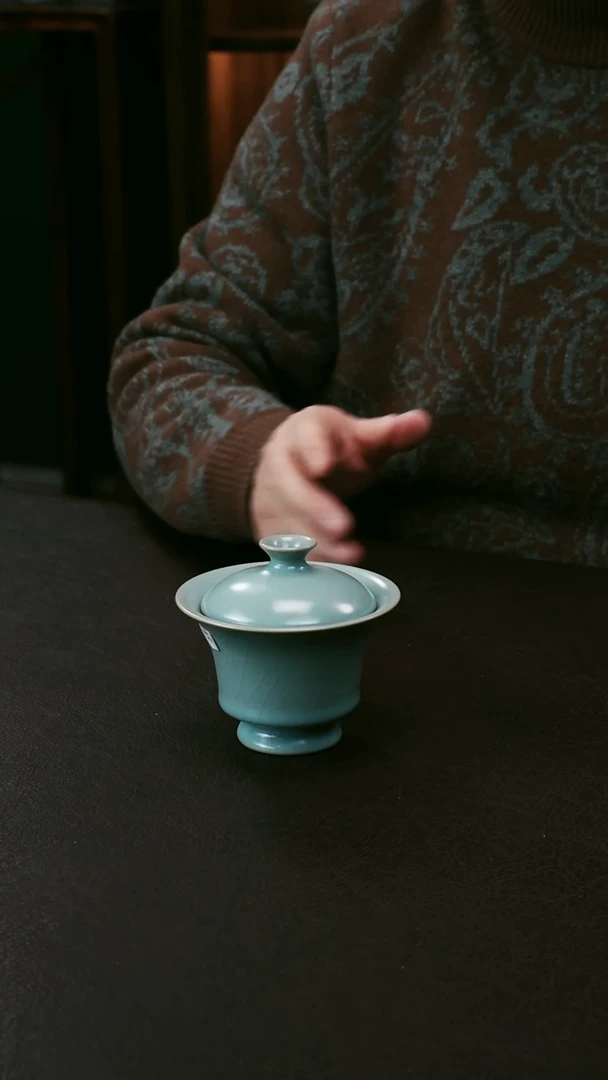 【闪购商品】其他汝官窑精品高足马蹄盖碗87