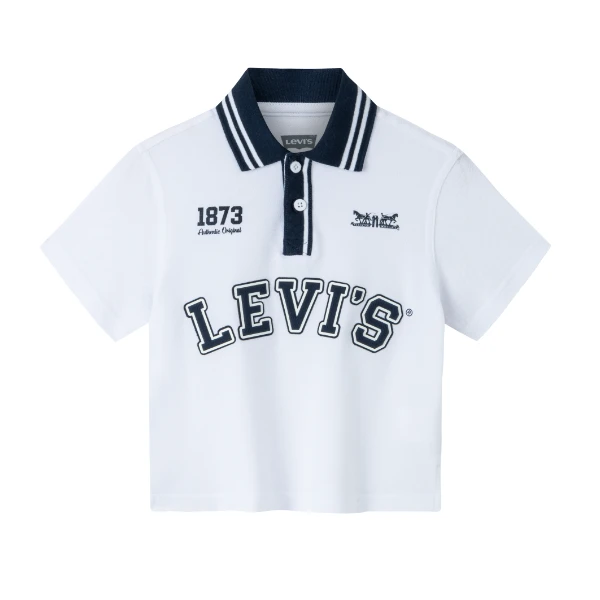 LEVI'S 李维斯女童衣服洋气吸汗圆领T恤童装男女童舒适短袖POLO衫