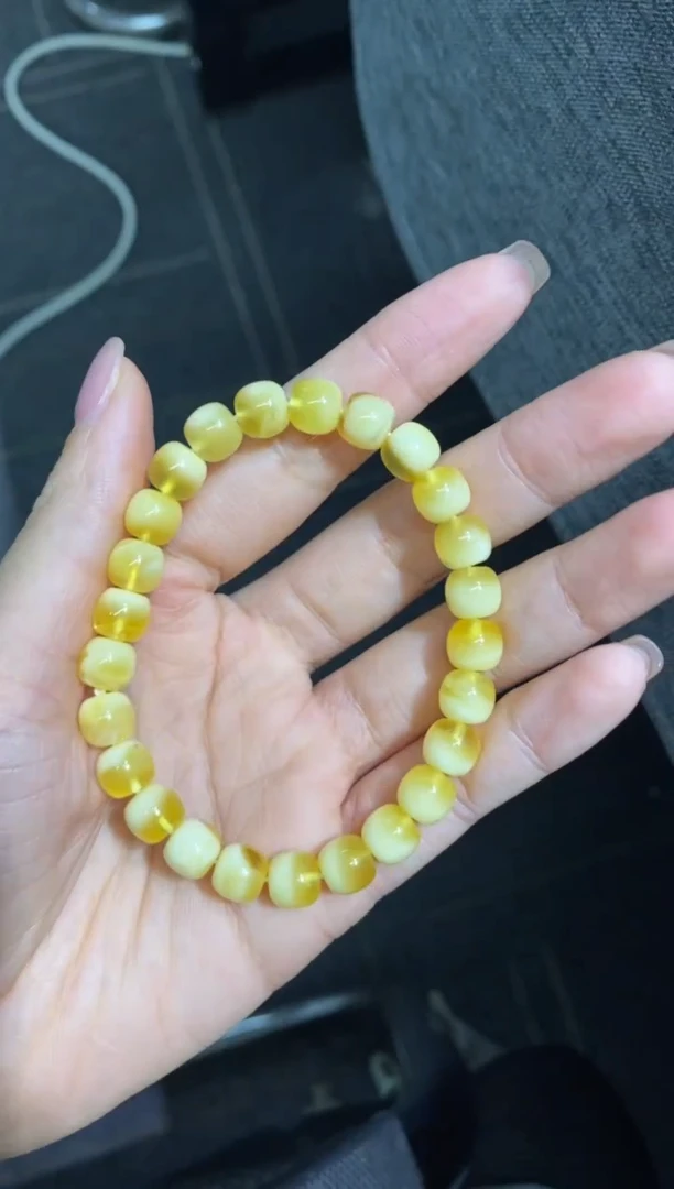 裸石蜜蜡未镶嵌精工老型金白手串