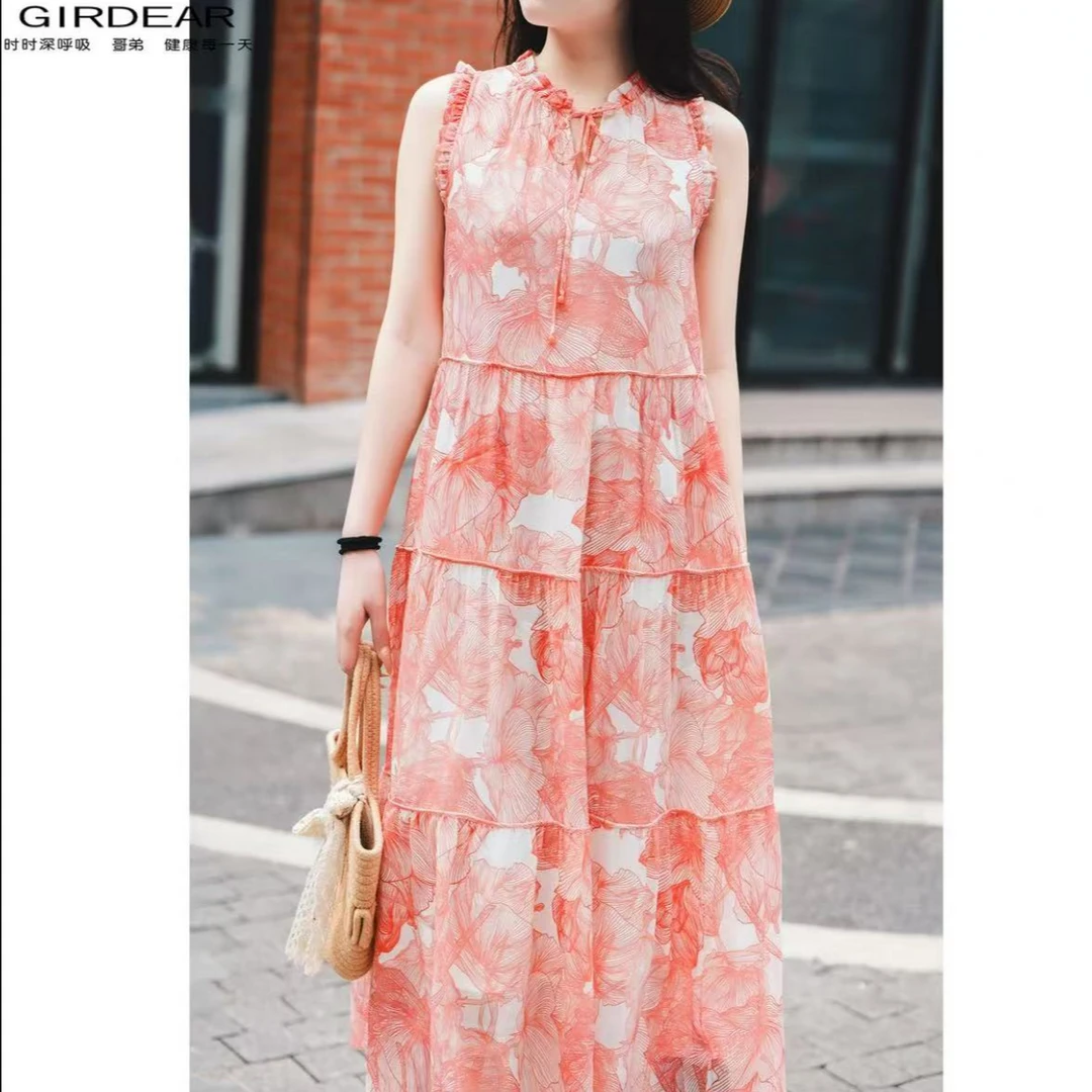 GIRDEAR/哥弟25年新款优雅知性气质无袖女装连衣裙1500497