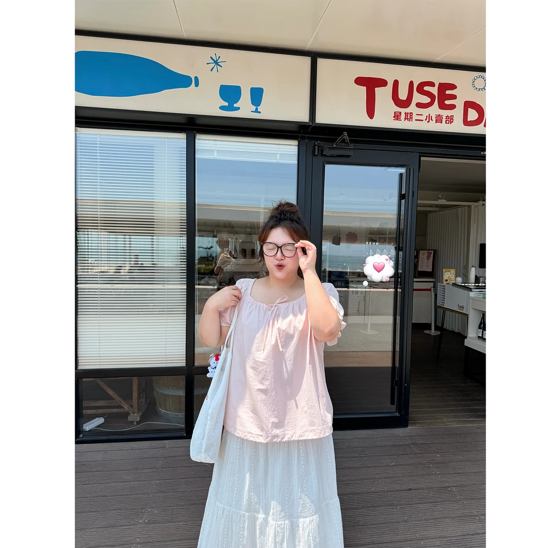 老章和小胖PONGKIKI夏日泡泡系带小衫夏季新款大码显瘦洋气小衫