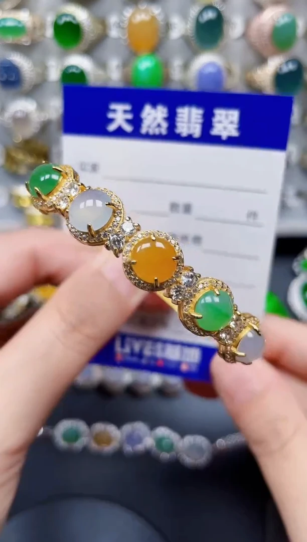 银S925镶嵌手镯翡翠174