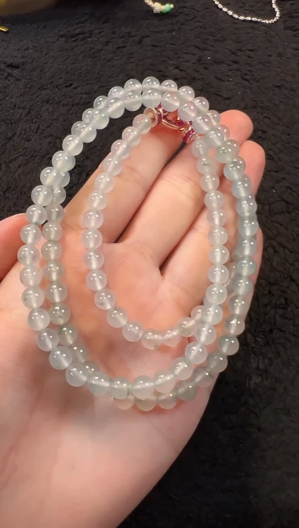 项链未镶嵌翡翠高冰玻璃种珠子项链