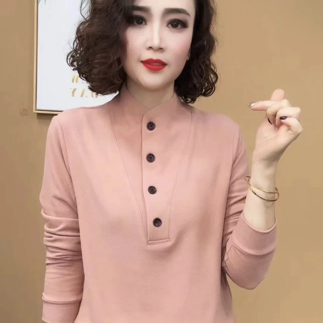 秋冬新款2025时尚洋气休闲减龄双面绒打底衫保暖遮肚显瘦立领上衣