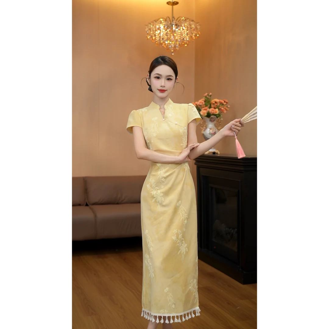 3865【阳光普照】新中式国风改良旗袍复古设计感高端连衣裙