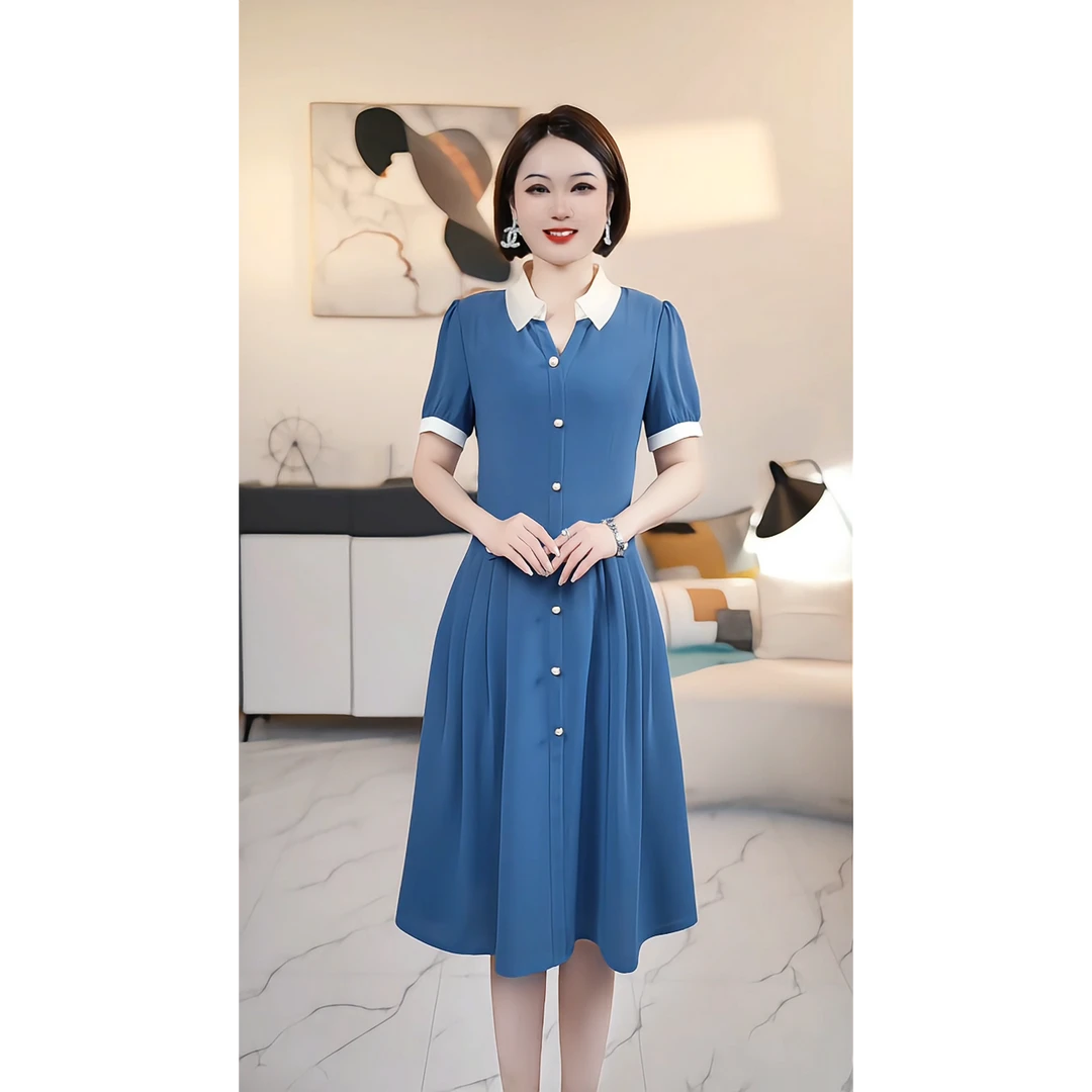 【薇薇自在】A 高端大码原创遮肉显瘦连衣裙 A8938