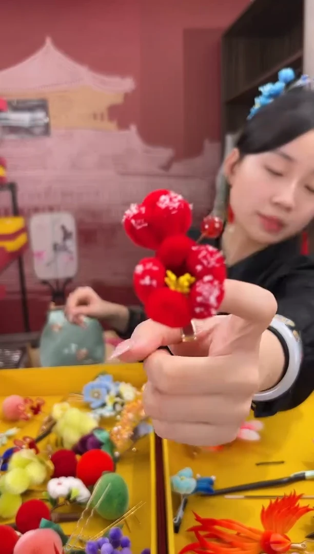 【闪购商品】刺绣 非遗绒花（发饰）