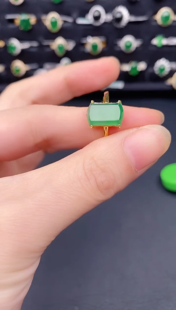 银S925镶嵌戒指翡翠天然a货翡翠214