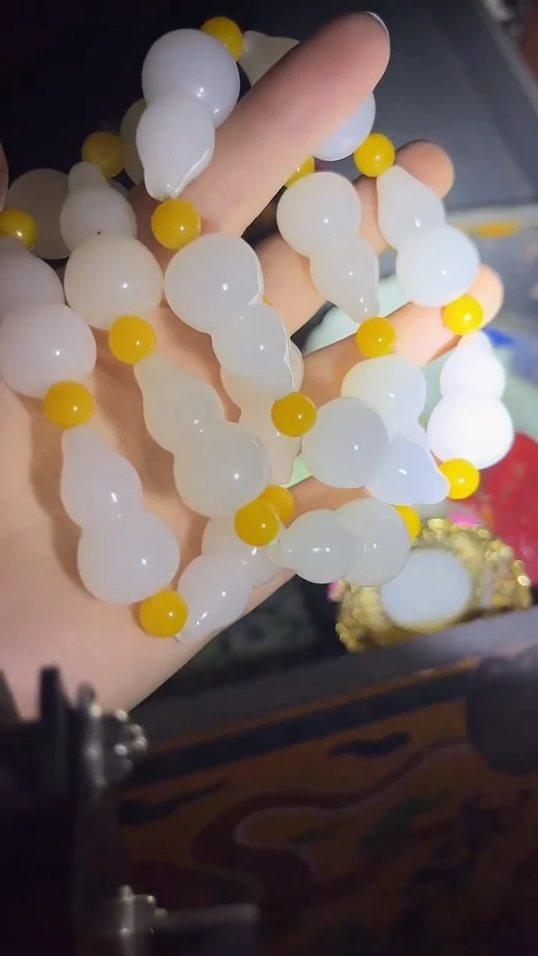 手链未镶嵌和田玉手串.1条.白.葫芦造型