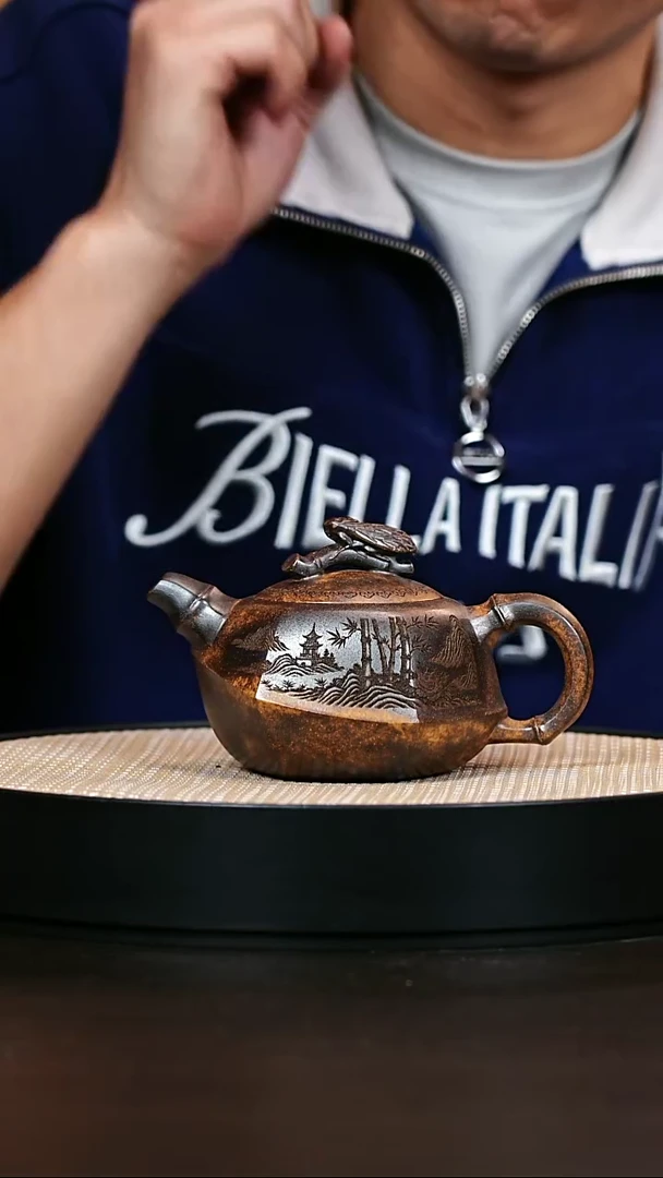 茶壶紫砂原矿紫砂壶柴烧知足常乐