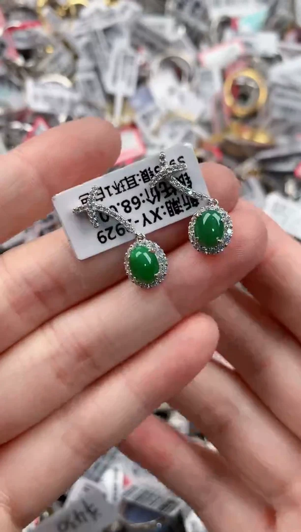 银S925镶嵌戒指翡翠555    1