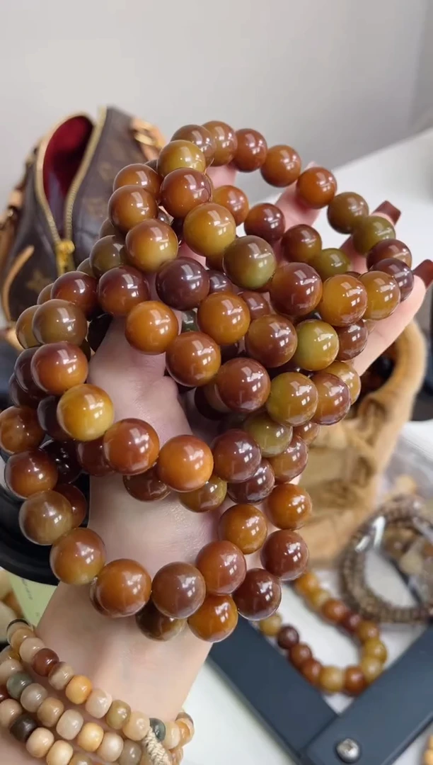 手串菩提根/象牙果e07不知秋 玉化圆珠14mm手串