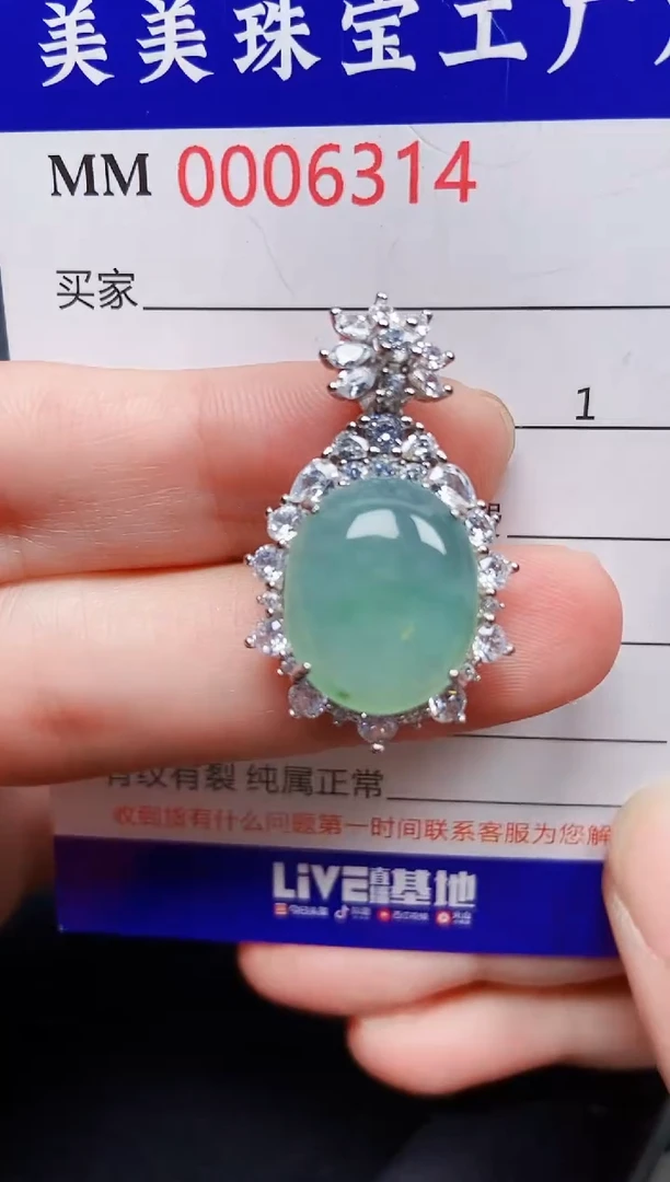 翡翠银S925镶嵌颈饰6314