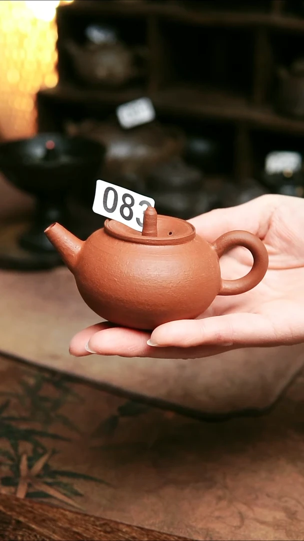083号紫砂朱泥全手工茶壶90毫升