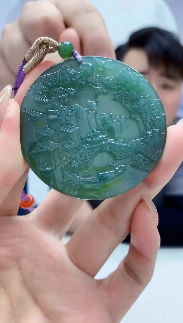 定制翡翠未镶嵌5060MM-毛货挂件34