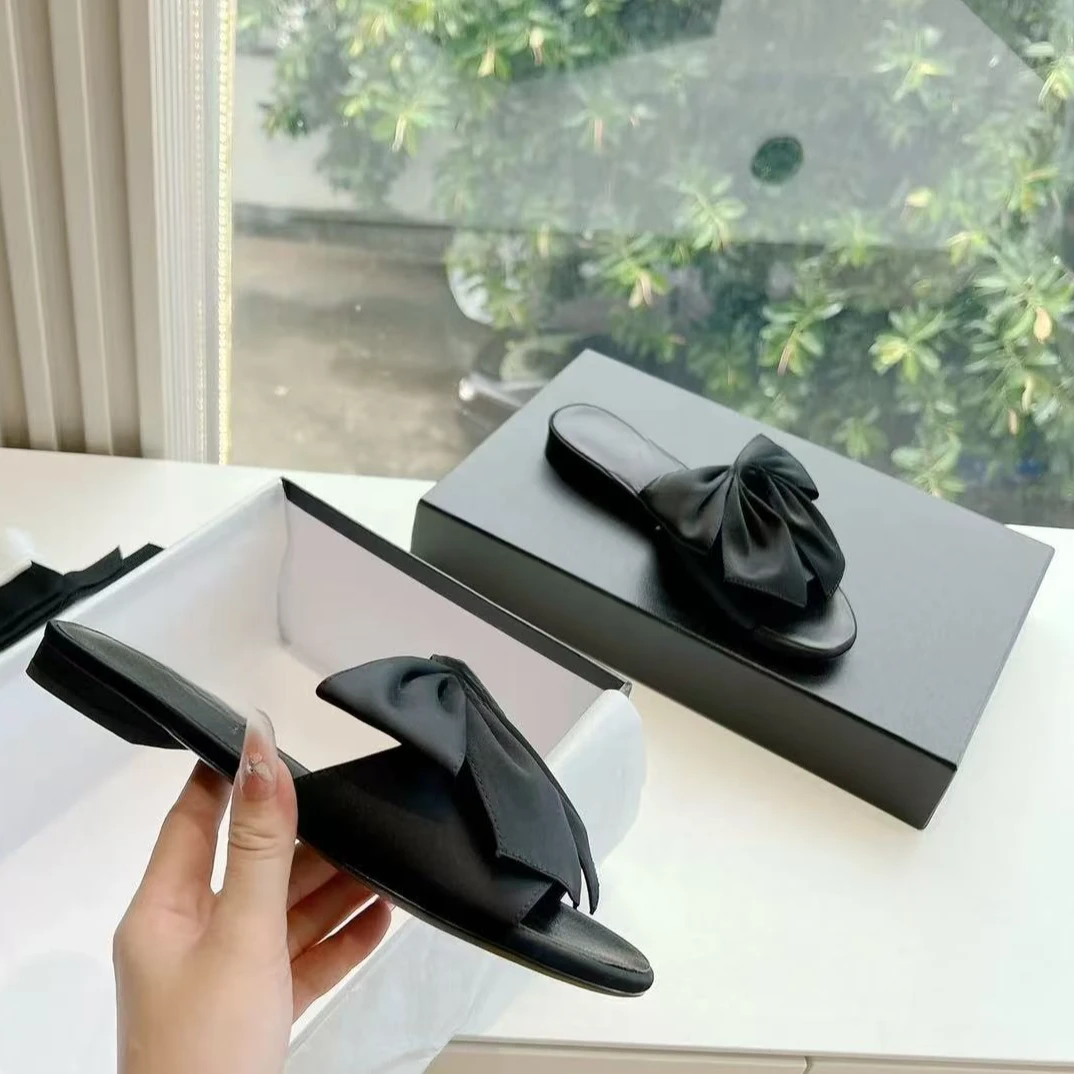 【小香风】2025夏季新款蝴蝶结经典舒适气质流行女士拖鞋时尚百搭