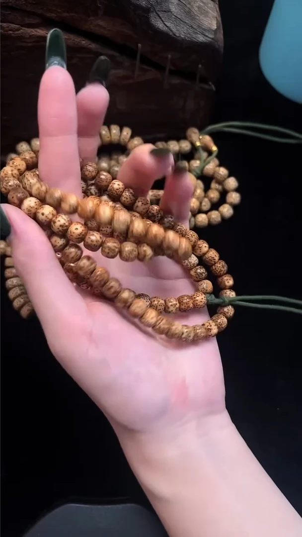 吊坠星月菩提精工级浅珀花皮桶珠长串（B）