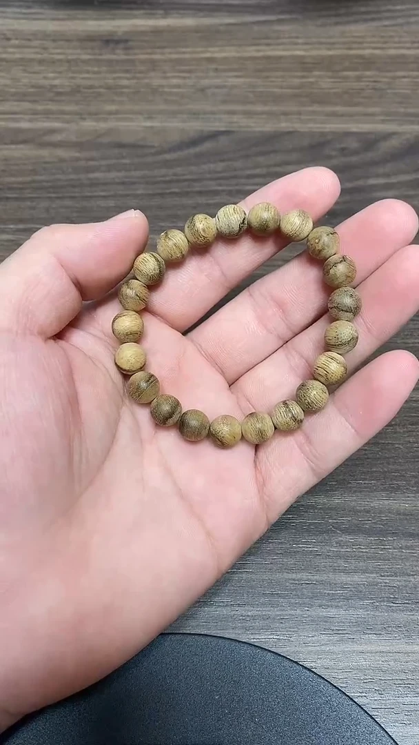 沉香手串TC07072沉香天然野达拉干花珠虎斑单圈