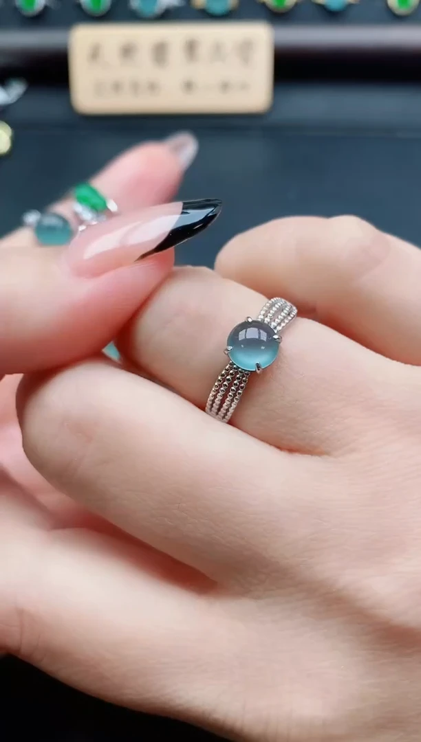 银S925镶嵌戒指翡翠1