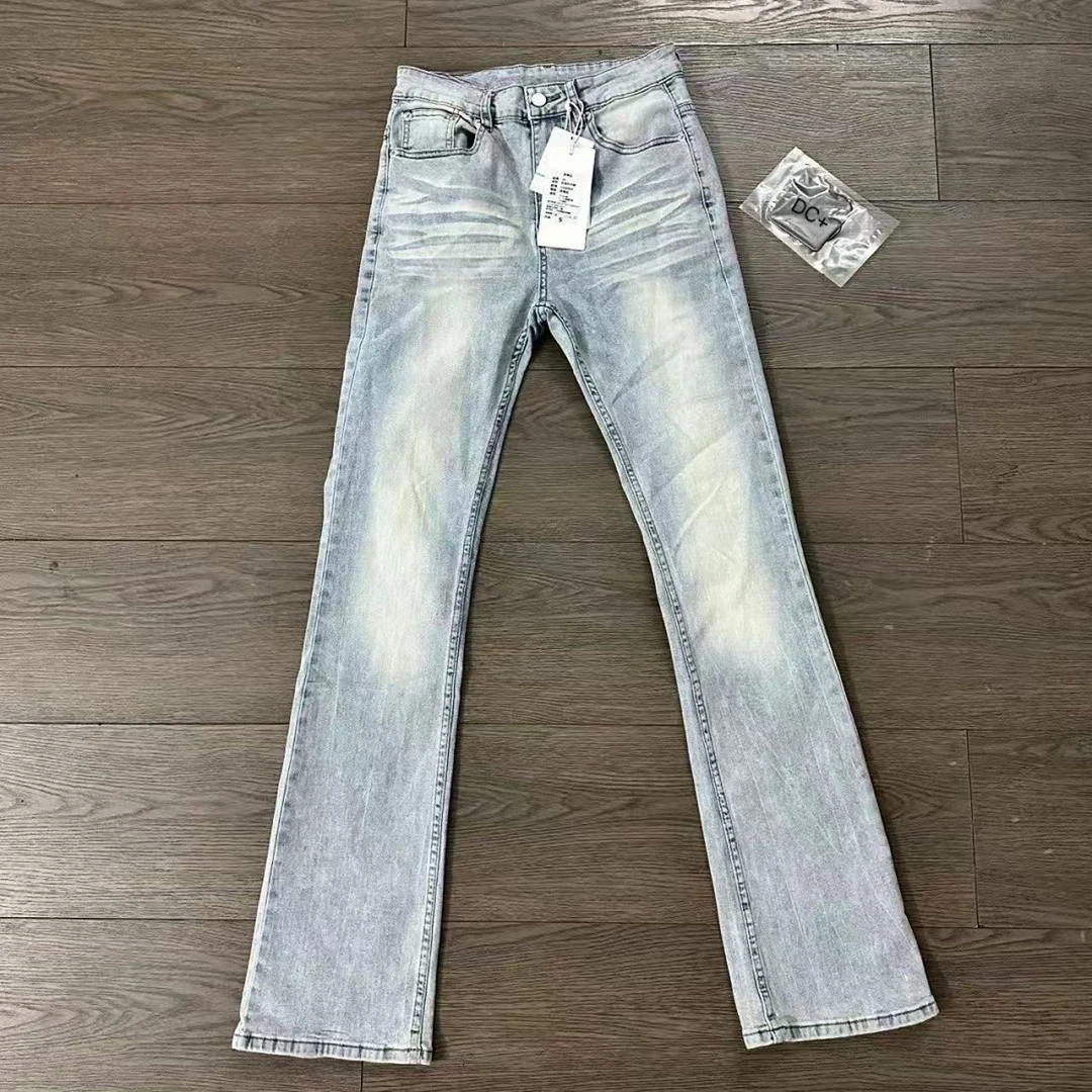 美式水洗浅蓝cleanfit牛仔裤微喇修身显瘦复古vintage517长裤子男