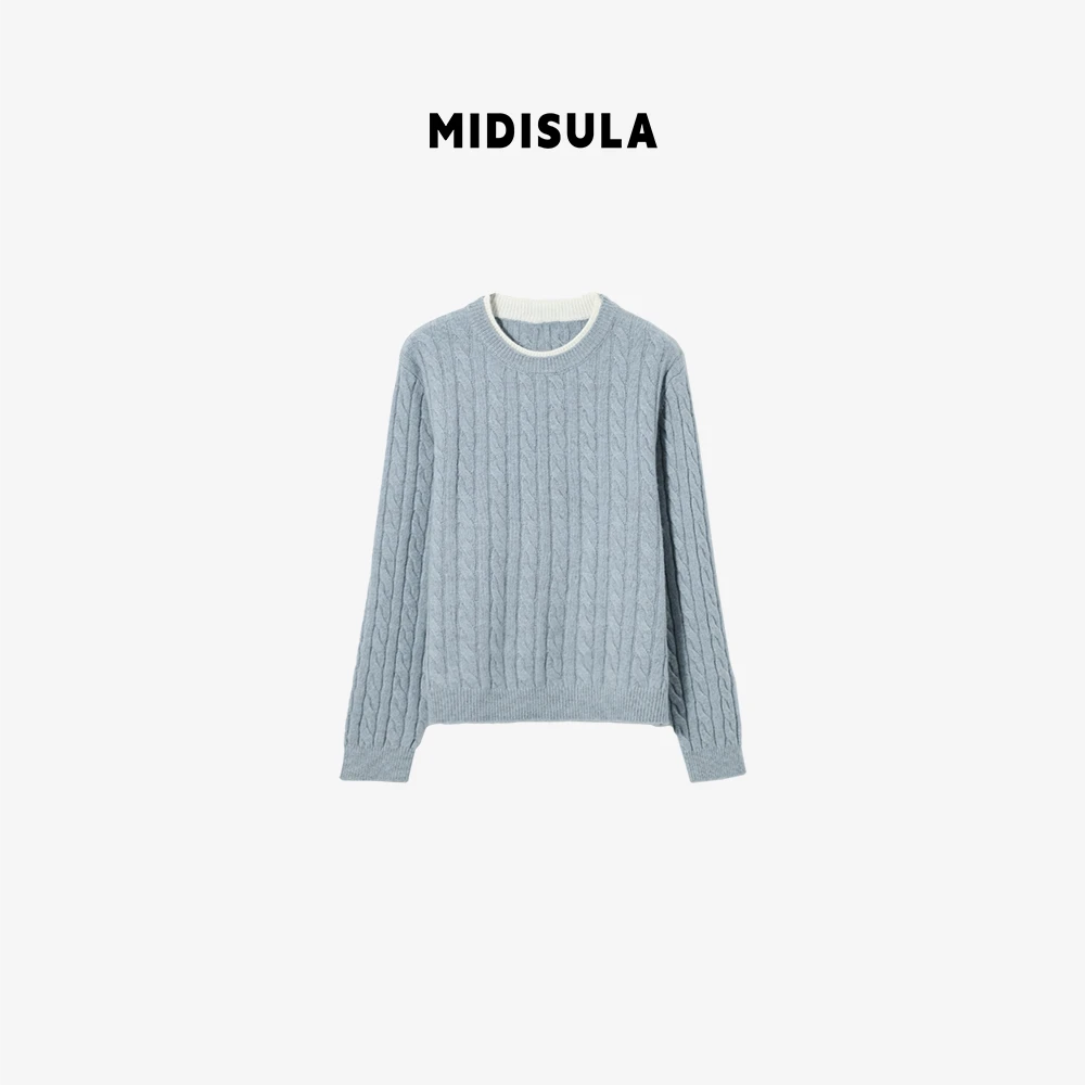 阿玉家&韩系洋气轻奢麻花甜美风慵懒百搭麻花双领羊毛衫#02061