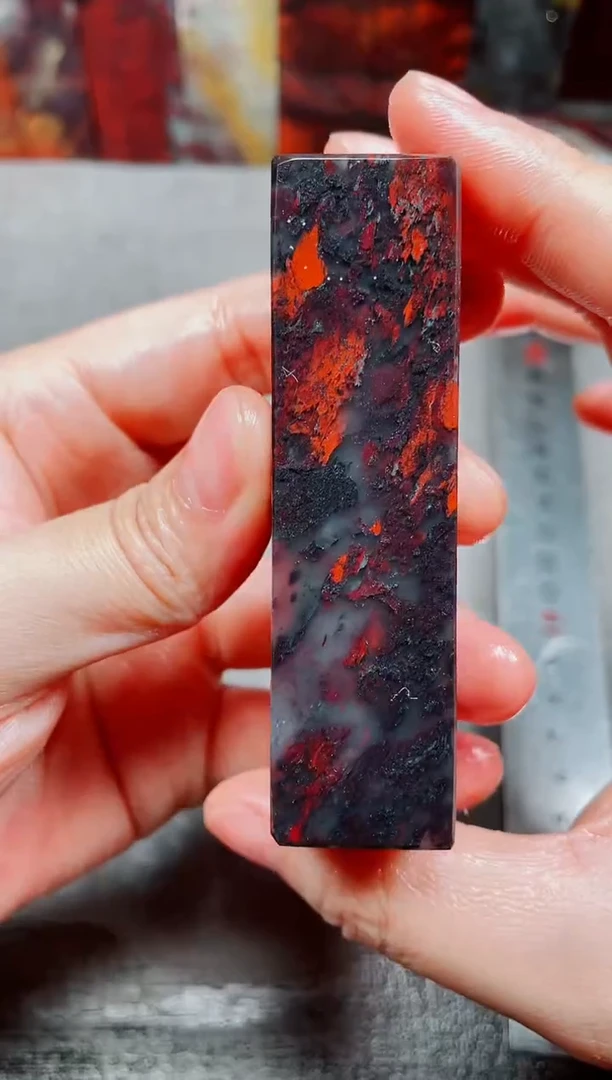 玉桂林鸡血玉素章2.0左右红45