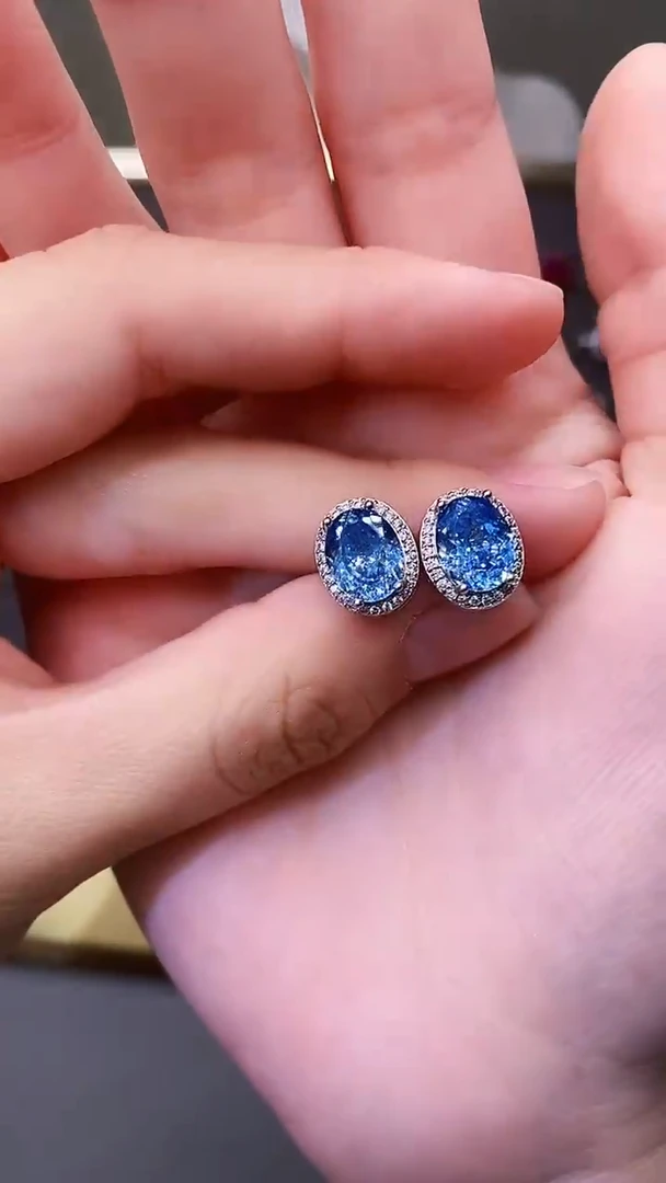 银S925镶嵌耳坠海蓝宝石11