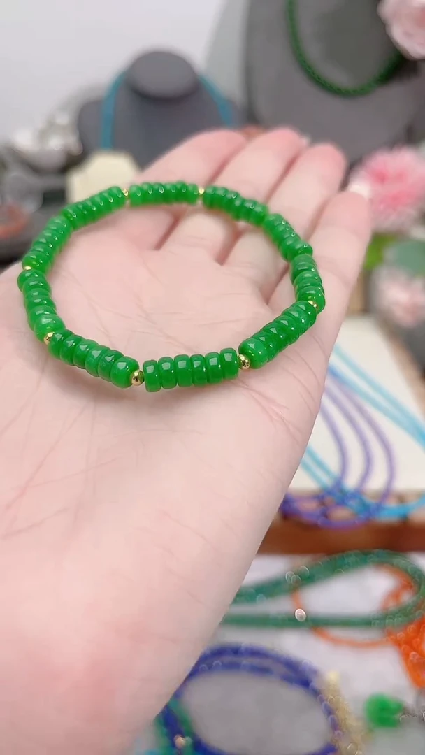 银S925镶嵌手链翡翠算盘99