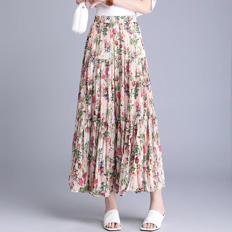 碎花半身裙女2025夏季新款薄款高腰显瘦大摆裙垂感休闲裙韩版长裙