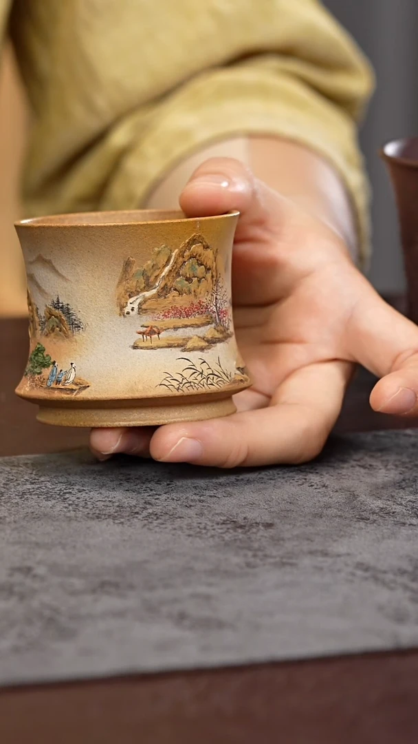 茶杯紫砂紫砂泥绘主人杯