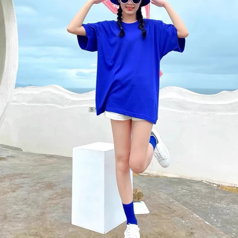 闺蜜装彩色t恤套装宽松出游旅行表演服多巴胺糖瑜伽t恤256