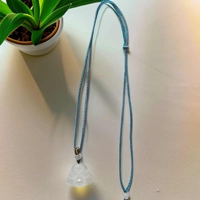 浅柚原创天然白月光高冰玉髓佛公吊坠女款