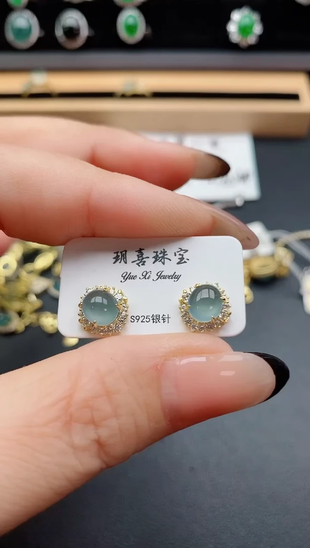 银S925镶嵌戒指翡翠1
