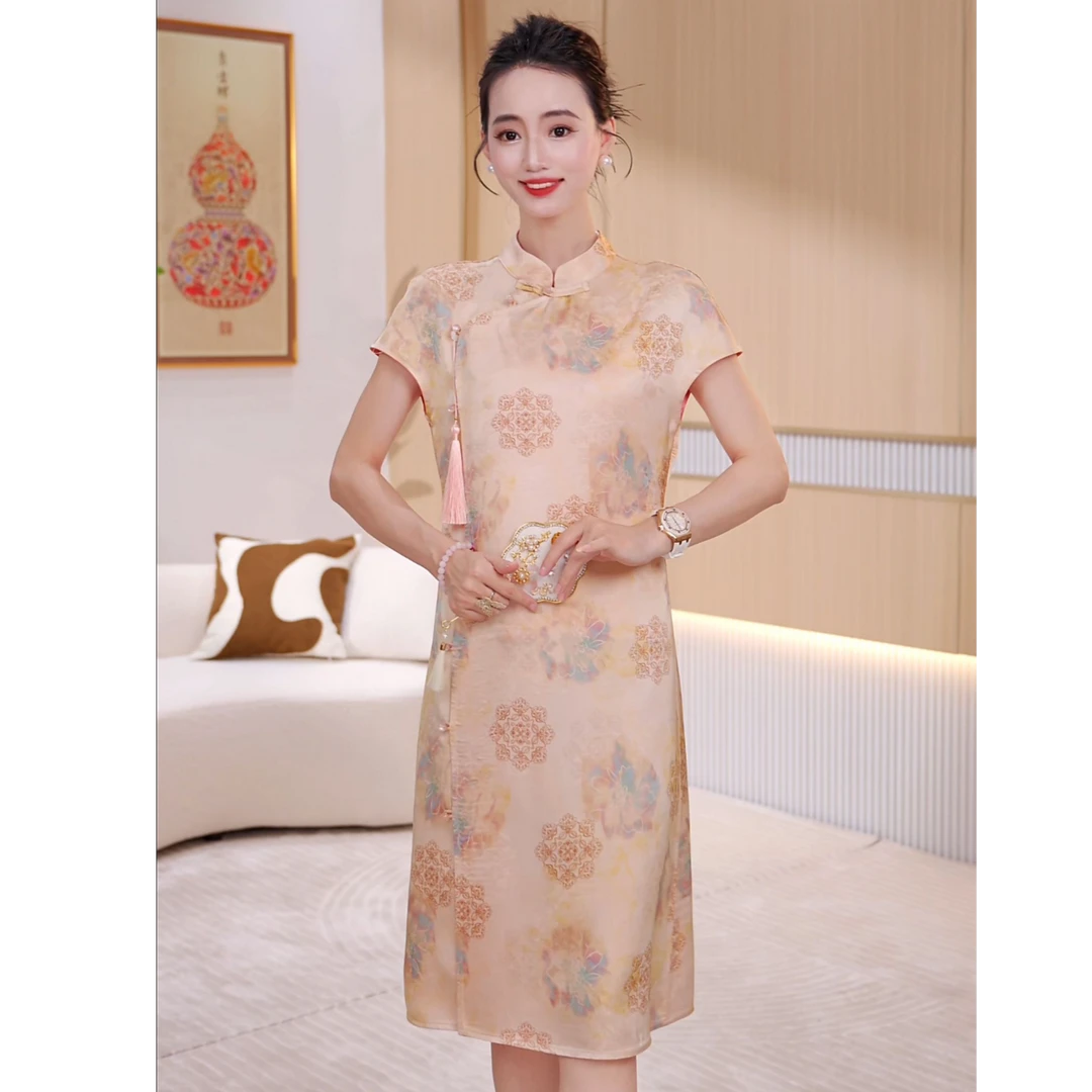 【 X锦绣】双面穿冰凉感夏季新中式旗袍裙女装JX0062