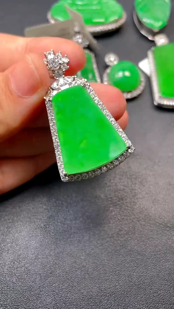 吊坠(不含链)银S925镶嵌翡翠dz1