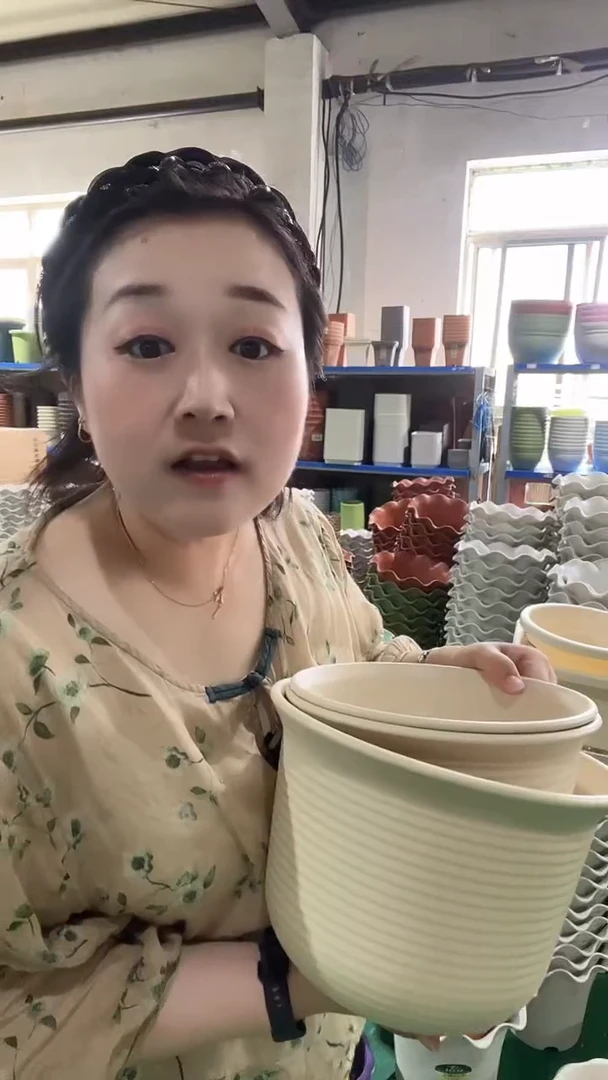 3套矮钵加厚盆7号+3套8号，米白色