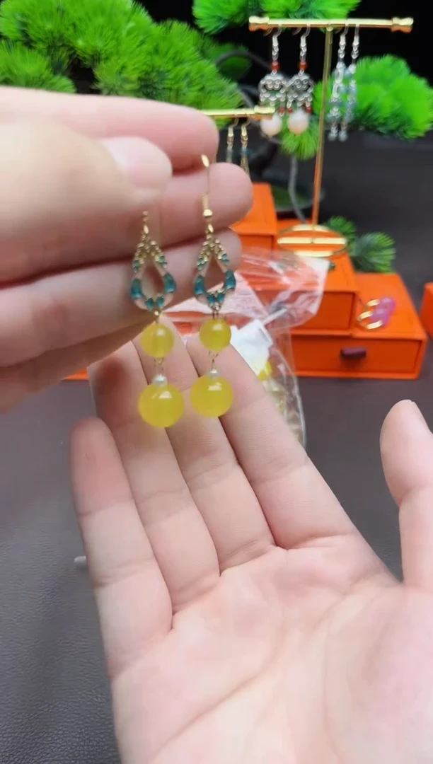 玛瑙/玉髓耳饰银S925镶嵌b01