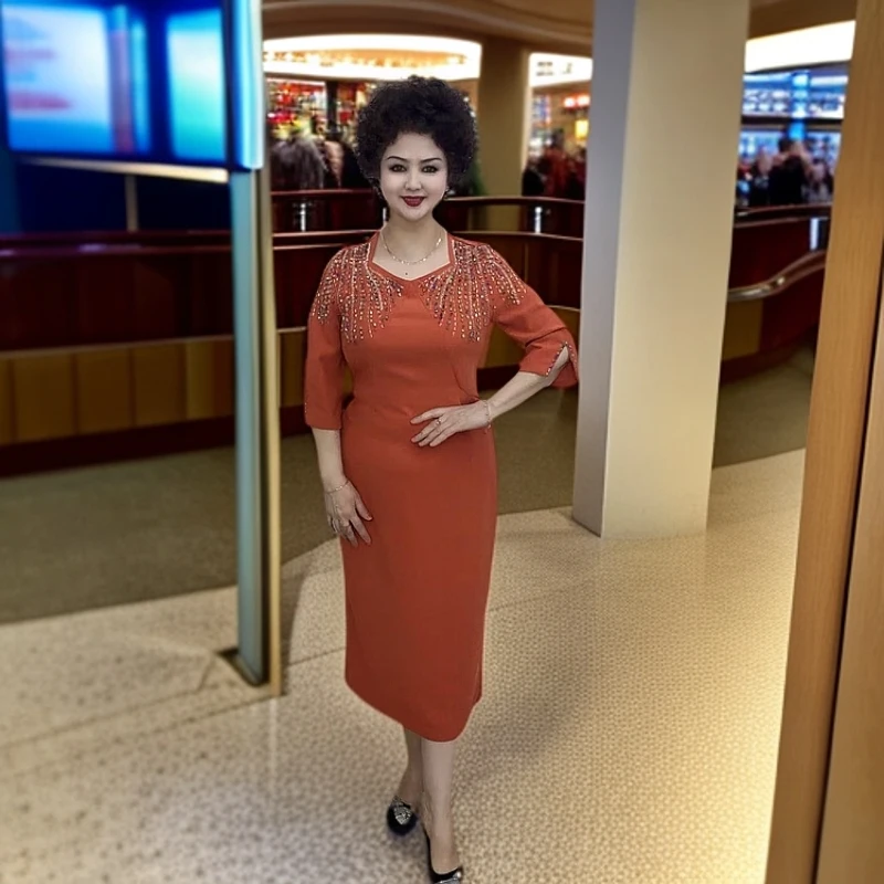 9916-1款大码连衣裙高贵连衣裙