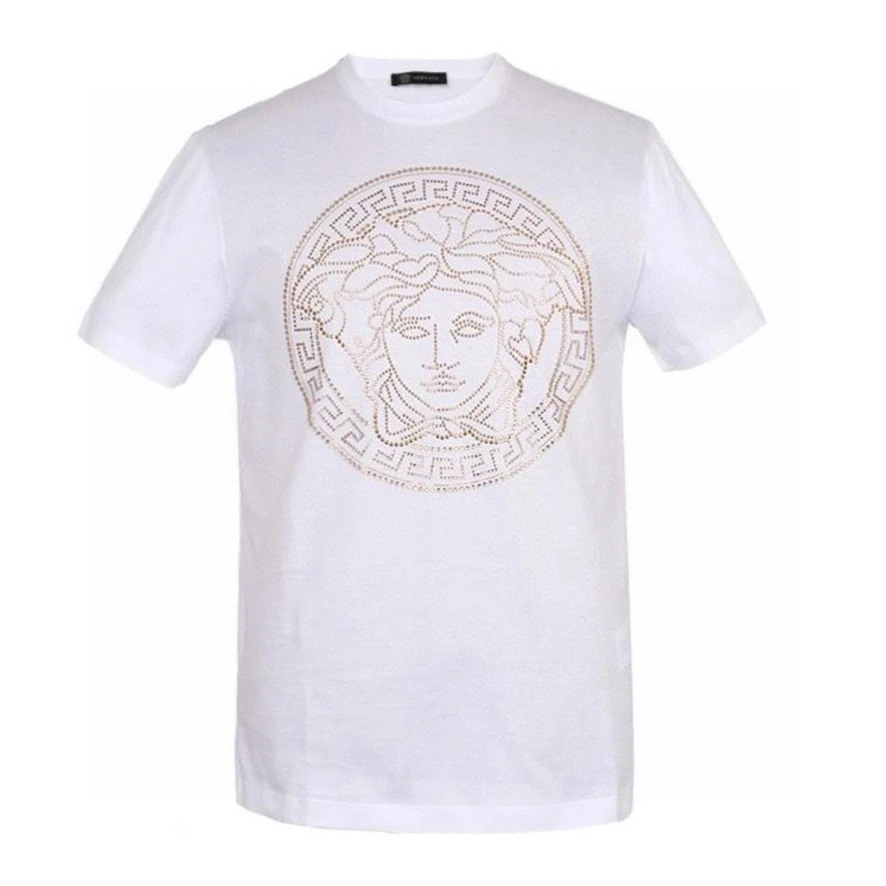 未使用 VERSACE/范思哲 竞拍L样衣微瑕美杜莎头像铆钉白色短袖