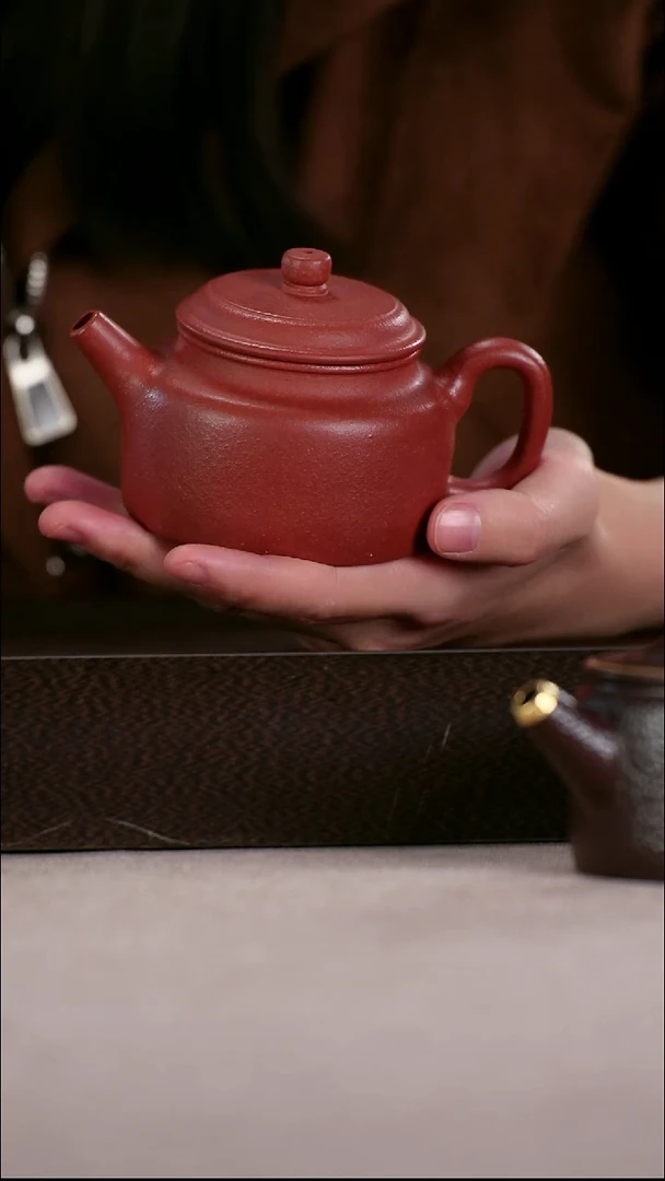 茶壶紫砂粗砂红降坡精工德钟