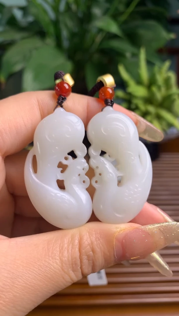 和田玉未镶嵌颈饰博古玉石新疆和田玉-龙凤呈祥